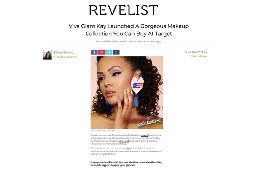 revelist - a makeup collaboration with Latina-owned cosmetics brand Reina Rebelde