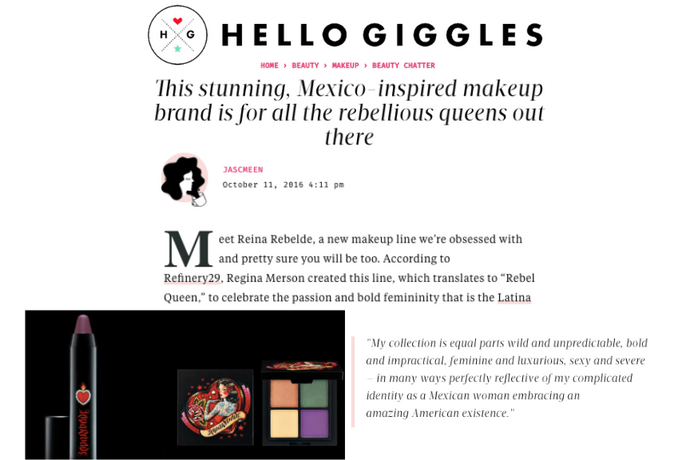 Hello Giggles calls Reina Rebelde a stunning, Mexico-inspired brand