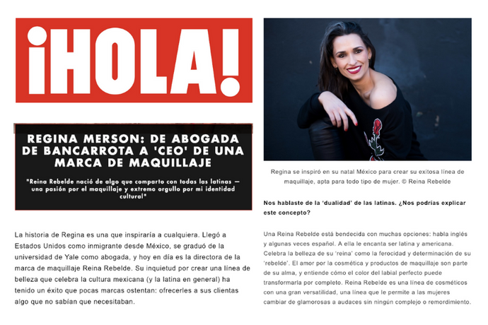 Hola Magazine y Regina Merson, De Abogada a CEO de una marca de maquillaje
